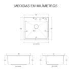 Cuba Pia Inox Preta Quadrada Gourmet + Torneira Flexível