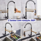 Cuba Pia Inox Preta Quadrada Gourmet + Torneira Flexível