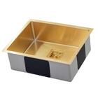 Cuba Pia Inox Quadrada Aço Escovado 550 Gold Dourado