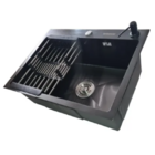 Cuba Pia Inox Quadrada Cozinha + Torneira Flexivel Preta