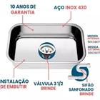 Cuba Pia Numero 2 Cozinha Inox 56x34x17 + Válvula