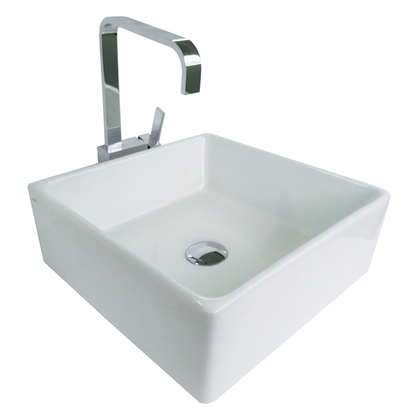 Cuba Pia Para Banheiro De Apoio Retangular Branca Em Cerâmica