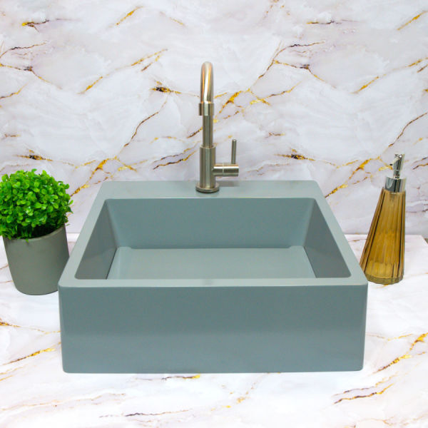 Cuba Pia Platinum De Apoio/ Sobrepor Cinza De Mármore Sintéti