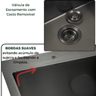 Cuba Pia Quadrada Aço Inox Preta C/ Torneira Monocomando 2 Ja