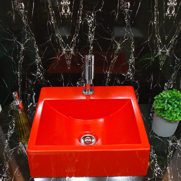 Cuba Pia Roma De Apoio/ Sobrepor Vermelho De Mármore Sintétic