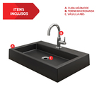 Cuba Pia Rubi Retangular 56x38cm De Apoio Com Torneira e Válv