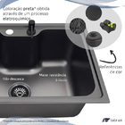 Cuba Preta Cozinha Com Acessórios Inox 304 + Tábua De Corte -