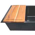 Cuba Preta Quadrada Inox  Cozinha Pia Embutir Sobrepor Gourme