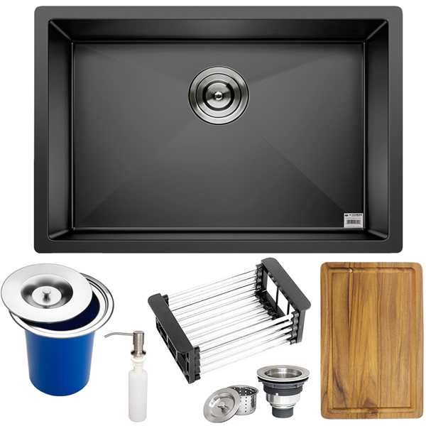 Cuba Preta Quadrada Inox  Cozinha Pia Embutir Sobrepor Gourme