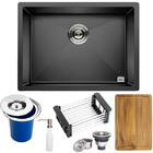 Cuba Preta Quadrada Inox  Cozinha Pia Embutir Sobrepor Gourme