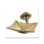 Cuba Quadrada 30cm + Torneira Cascata + Valvula Kit Dourado