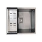 Cuba Quadrada 44x44 Inox304 Premium E Torneira Gourmet Preta