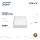 Cuba Quadrada Cerâmica 36cm Branca