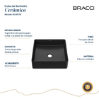 Cuba Quadrada Cerâmica 36cm Preta