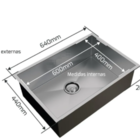 Cuba Quadrada Inox Aço Inoxidável Cozinha Gourmet 60x40