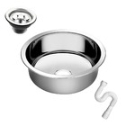 Cuba Redonda Cozinha 40cm As Aço Inox 304 Válvula E Sifão