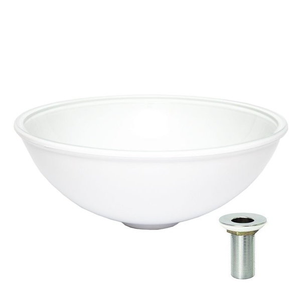 Cuba Redonda Vidro Sobrepor Branca + Valvula Metal