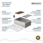 Cuba Retangular Aço Escovado 76cm