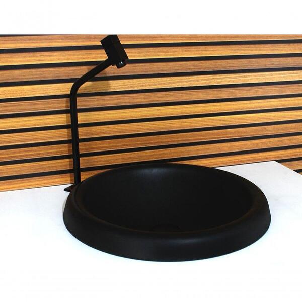 Cuba Vidro Chapeu 42cm Com Valvula E Torneira Preto Fosco