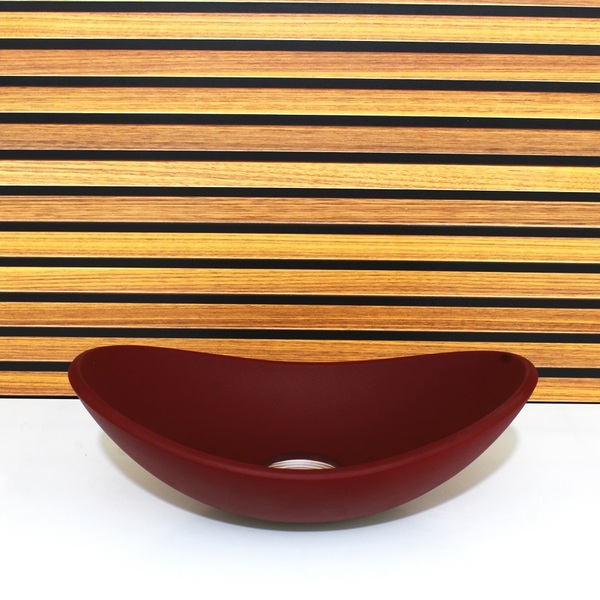Cuba Vidro Oval 48cm Vermelho Fosco Com Valvula