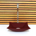 Cuba Vidro Quadrada 34cm Vermelho Fosco Com Torneira E Valvula