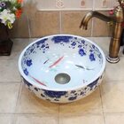 Cuba Vintage Redonda Sobrepor Porcelana Carpas Branco C/azul