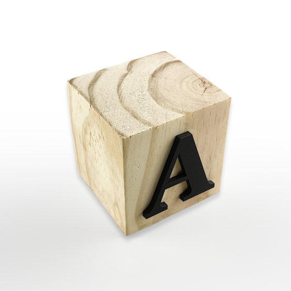 Cubo De Madeira Pinus Enfeite Letra A 6x6 Cm