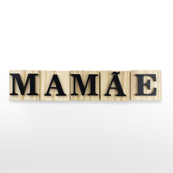 Cubo De Madeira Pinus Enfeite Mamãe 6x6 Cm