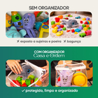 Cubo Organizador Plástico Transparente 8L 20x20x20cm com Zíper Casa e Ordem
