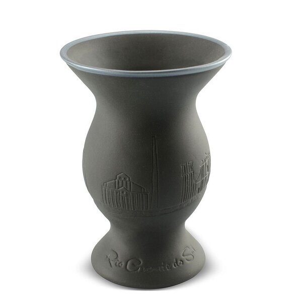 Cuia De Cerâmica 'estado' Baixo Relevo 350ml Grafite Ceraflam