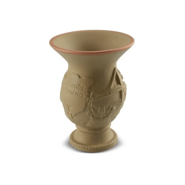 Cuia De Cerâmica Santa Catarina Ocre Alto Relevo 350ml Cerafl