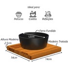 Cumbuca Em Ferro Fundido Suporte Madeira Petisco Caldo 12cm