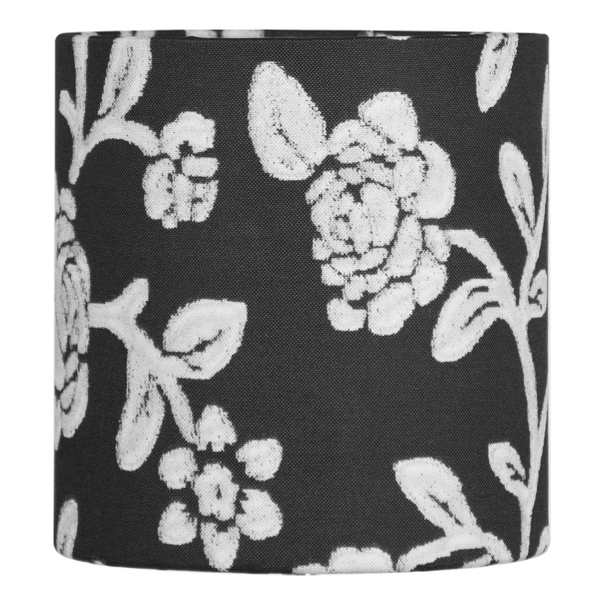 Cúpula Cilindrica  De Abajur Tecido Floral Prata 15x16cm