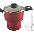 Cuscuzeira 14cm 1,9l Turim Vermelho- Aluminio Com Revestiment