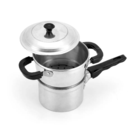 Cuscuzeira De Alumínio 1 Litro Com Cabo Resistente Cinza