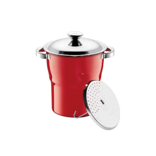 Cuscuzeira Em Aço Inox Hauskraft 16cm Vermelha