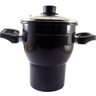 Cuscuzeiro Esmaltado Preto Liso com Tampa Vidro - Agatha -16