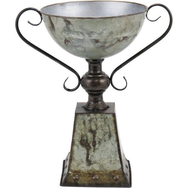 Danby Vaso Decorativo Enfeite 40x24x36cm Ferro Cinza Galvaniz