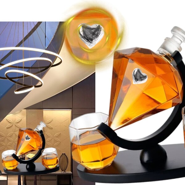 Decantador Garrafa Uísque Vinho Cachaça Luxo Suporte Porta De