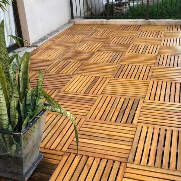 Deck De Madeira Modular 25x25 Cm Réguas 4 Cm Com Pintura Neonx