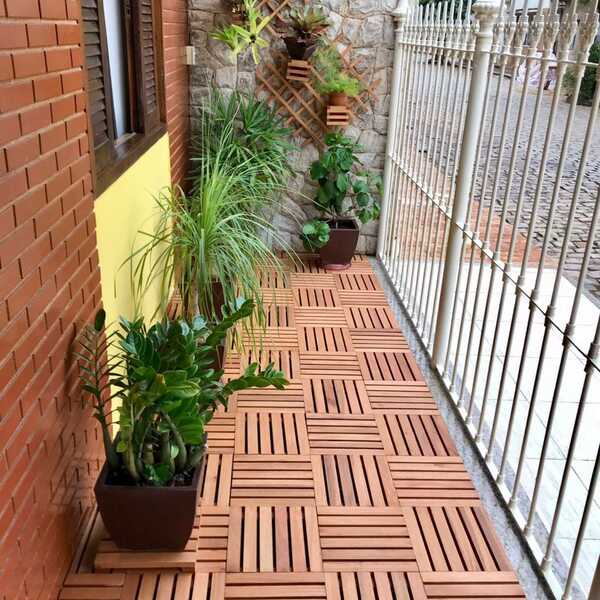 Deck De Madeira Modular 40x40 Cm Neonx Com Pintura - Verniz Mogno