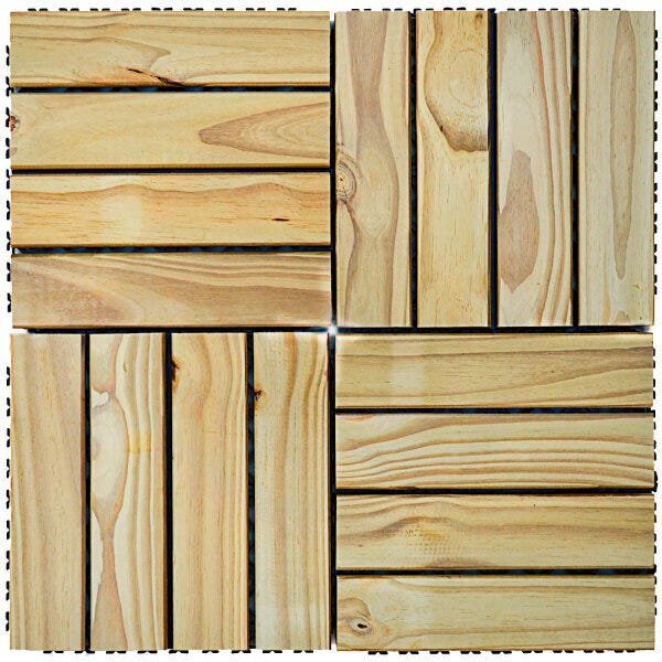 Deck Em Placa De Madeira Modular Base Plástica 30cm X 30cm Ma