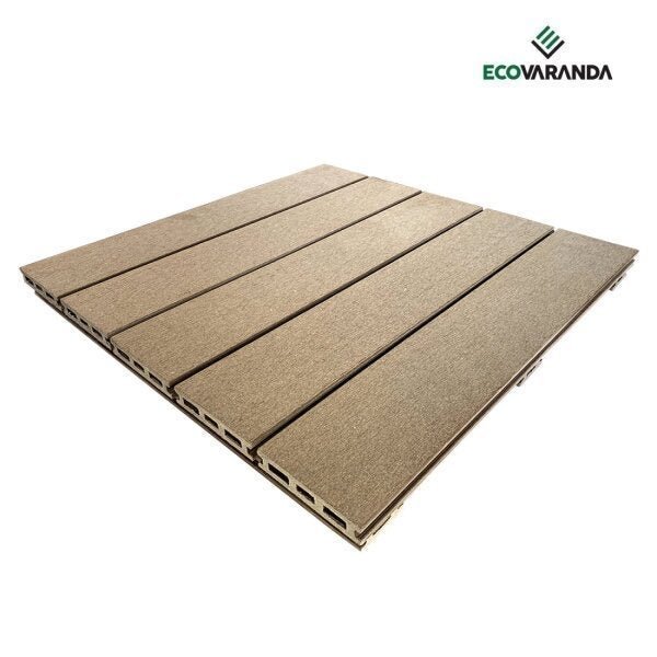 Deck Fácil Unitário 52x52cm Escovado Eco Varanda Tabaco