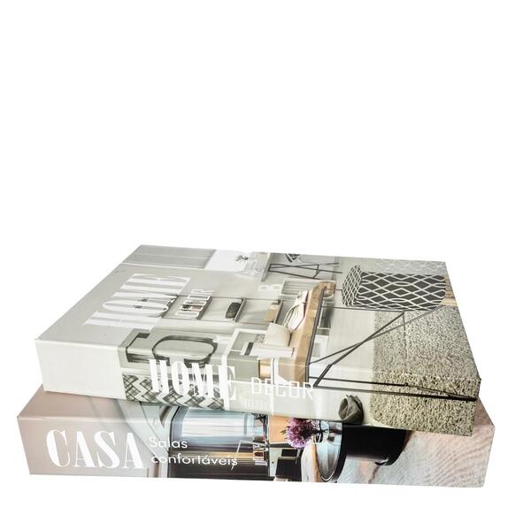 Decoração 2 Livros Caixa Porta Objetos Com Tampa Que Abre