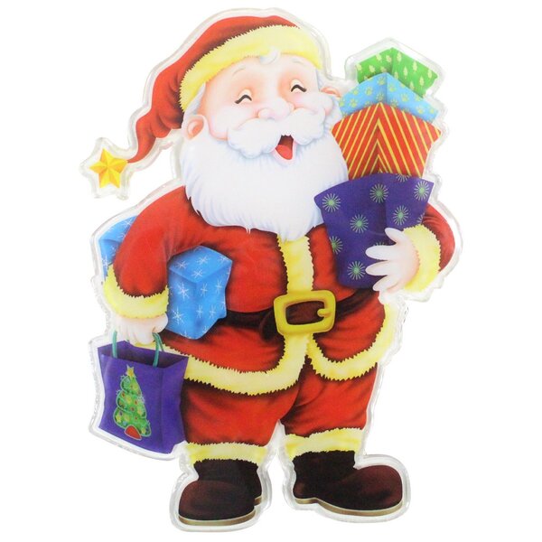 Decoração Adesivo Em Gel Natal Papai Noel 17cm
