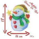Decoração Adesivo Gel Natal Boneco De Neve 18cm