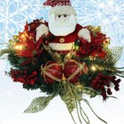 Decoração Arranjo De Mesa Natal Papai Noel Luzes Leds 60cm