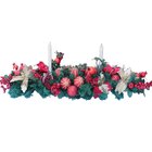 Decoração Arranjo De Mesa Natalino Bola Velas Castiçal 120cm