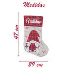 Decoração Bota Meia Enfeite Natalino Xadrez Temático 47cm