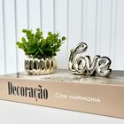 Decoração Casa Livro + Vaso Dourado + Enfeite Palavra Love